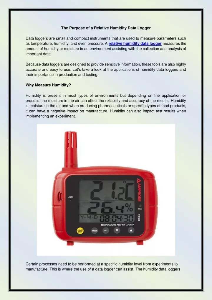 PPT The Purpose of a Relative Humidity Data Logger PowerPoint