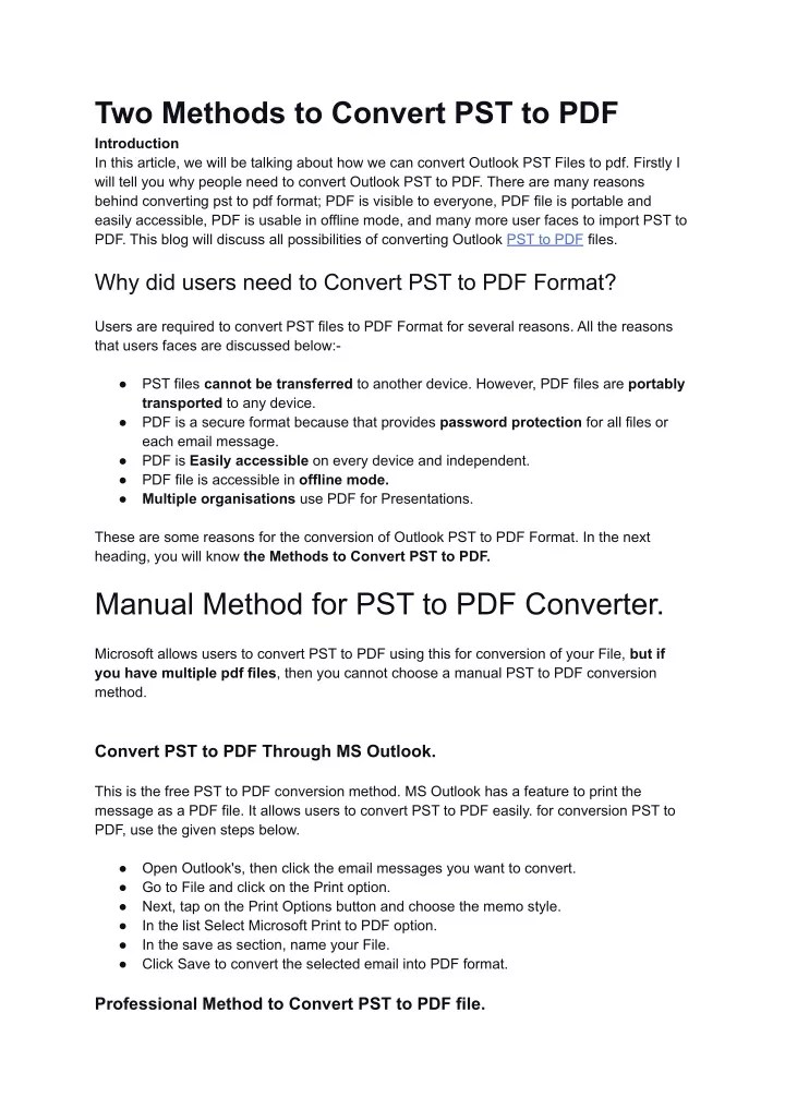 PPT Two Methods to Convert PST to PDF PowerPoint Presentation, free