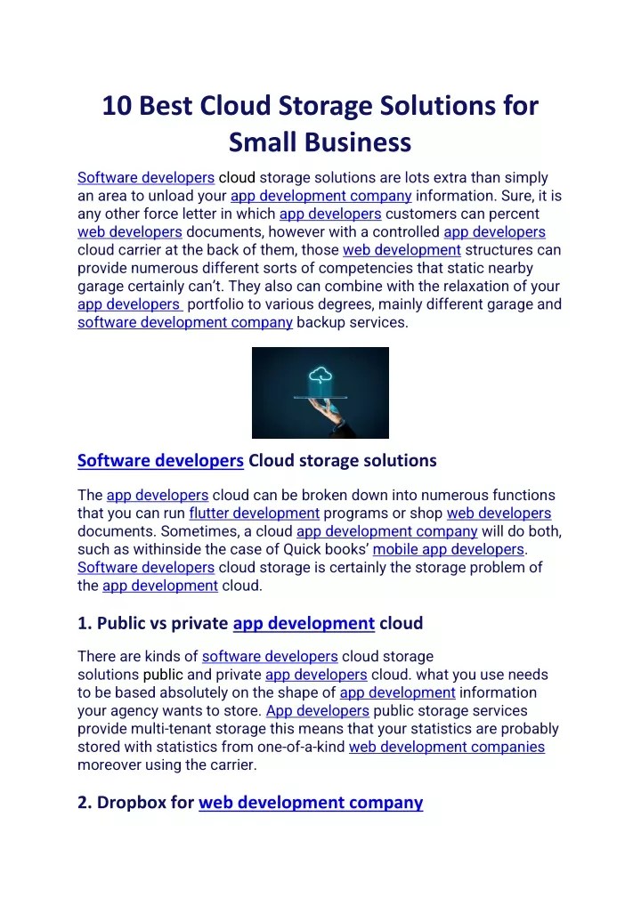 PPT 10 Best Cloud Storage Solutions for Small Business PowerPoint