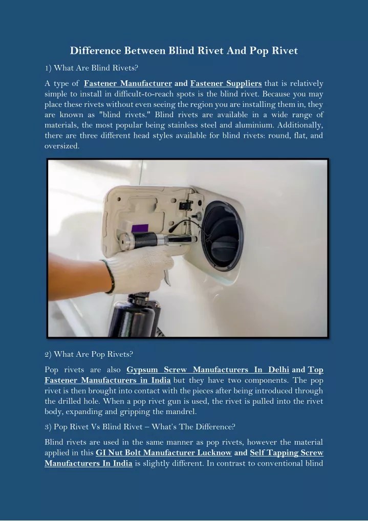 PPT Difference Between Blind Rivet And Pop Rivet PowerPoint