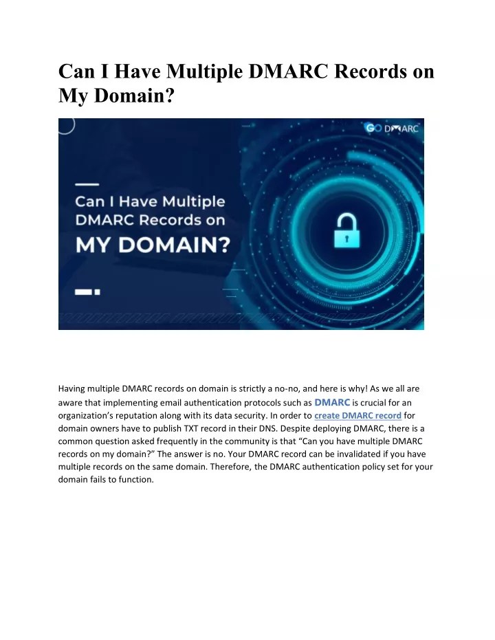 PPT Multiple DMARC Records On Domain GoDMARC PowerPoint Presentation