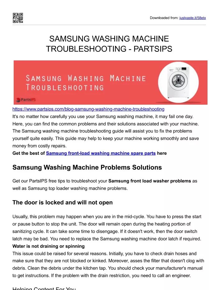 PPT samsung washing machine troubleshooting partsIPS PowerPoint