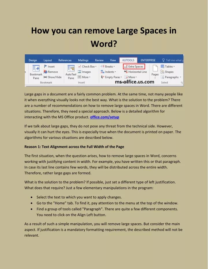 PPT How you can remove Large Spaces in Word? PowerPoint Presentation