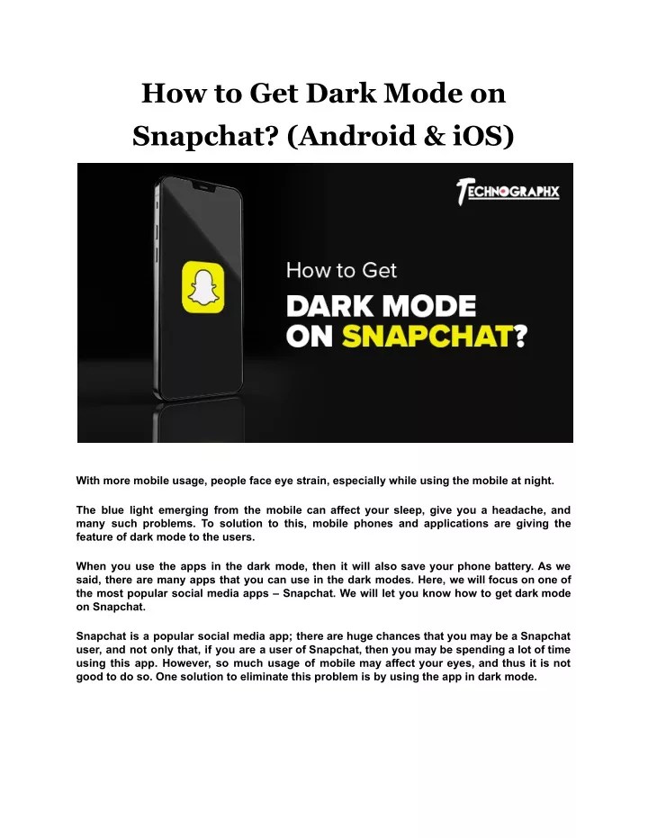 PPT How to Get Dark Mode on Snapchat (Android & iOS) PowerPoint