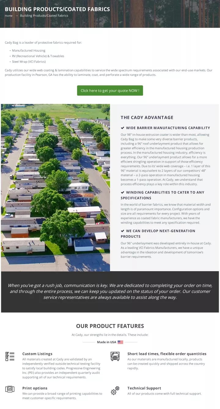 PPT VCI Fabrics and Coated Fabric Manufacturers Cady Bag Company PowerPoint Presentation