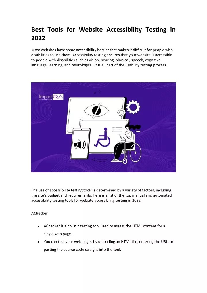 PPT Best Tools for site Accessibility Testing in 2022 PowerPoint
