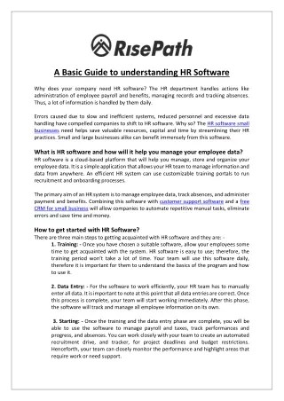 PPT - RisePath - A Basic Guide to understanding HR Software PowerPoint