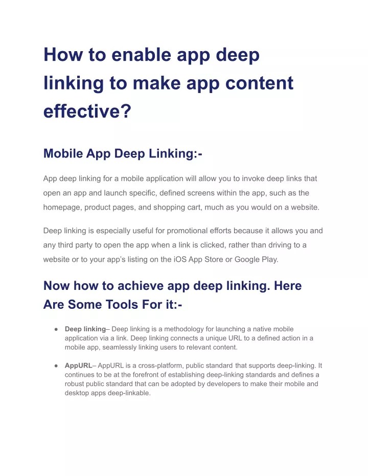 PPT How to enable app deep linking to make app content effective