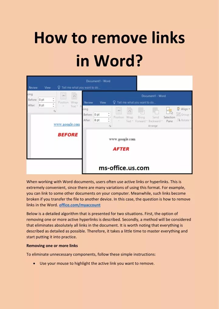 PPT How to remove links in Word? PowerPoint Presentation, free
