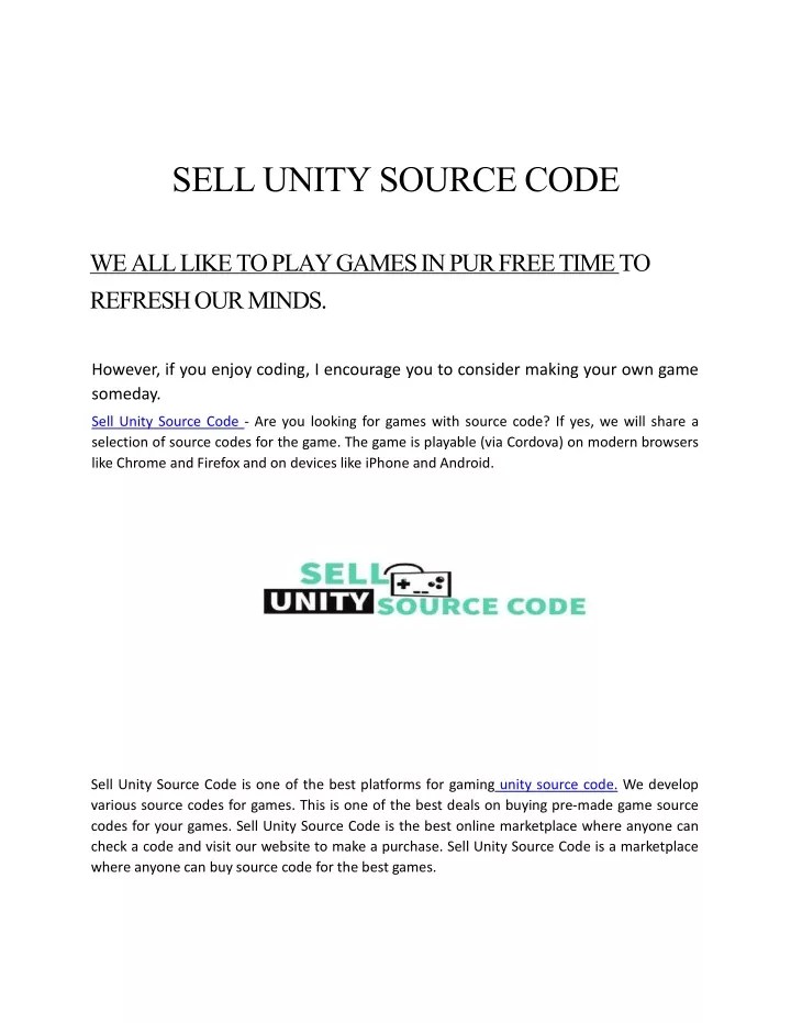 PPT sellunitysourcecode PowerPoint Presentation, free download