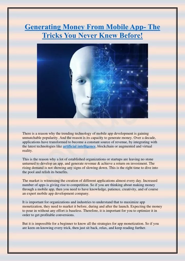 PPT Generating Money From Mobile App The Tricks You Never Knew