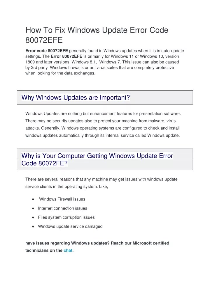 PPT How To Fix Windows Update Error Code 80072EFE PowerPoint