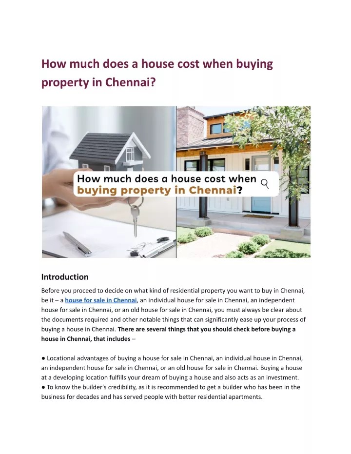 PPT How much does a house cost when buying property in Chennai