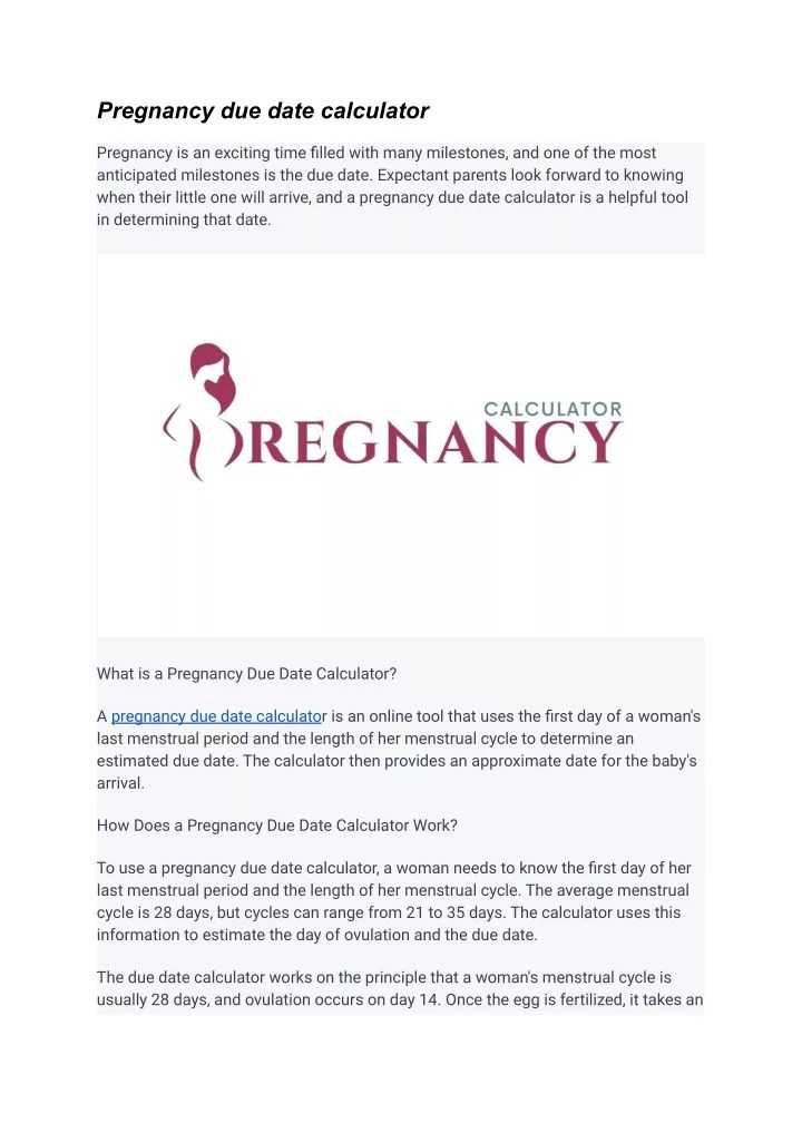 PPT Pregnancy due date calculator PowerPoint Presentation, free download ID12039192
