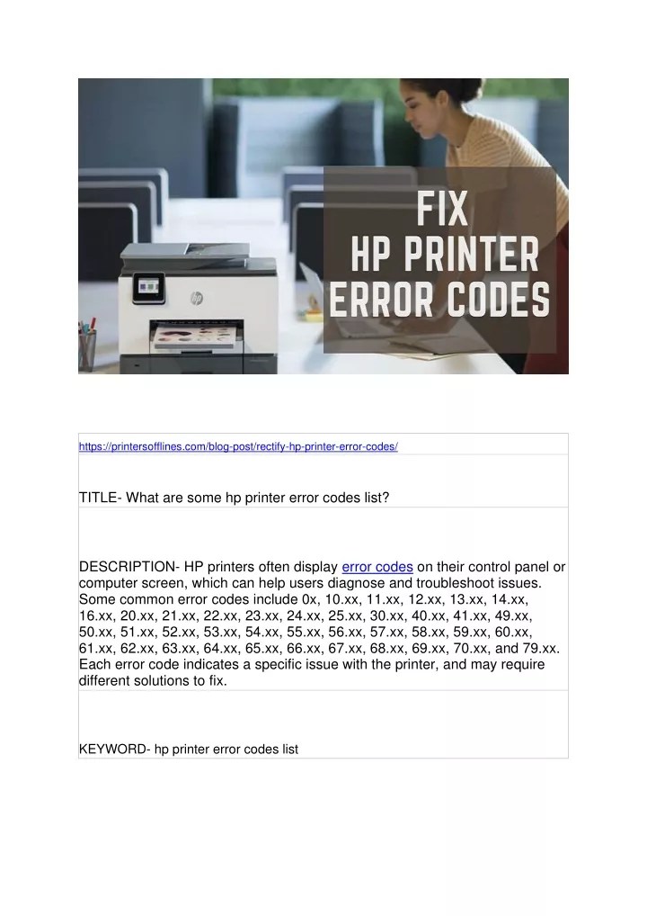 PPT What are some hp printer error codes list? PowerPoint Presentation ID12039999