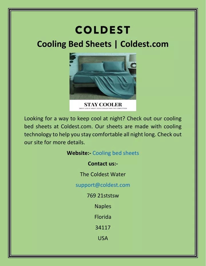 PPT Cooling Bed Sheets Coldest PowerPoint Presentation, free download