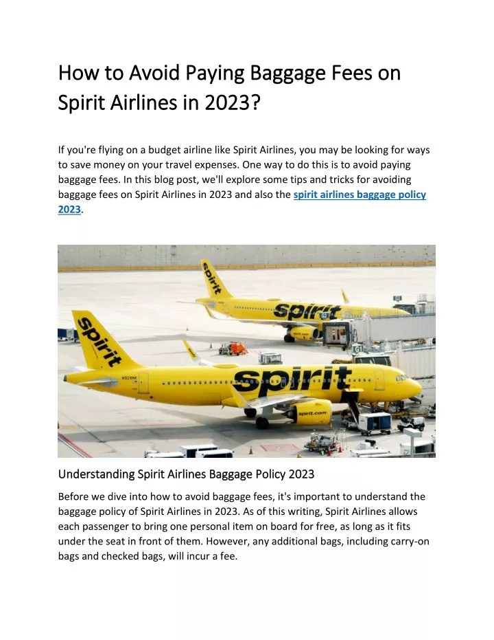 PPT How to Avoid Paying Baggage Fees on Spirit Airlines in 2023