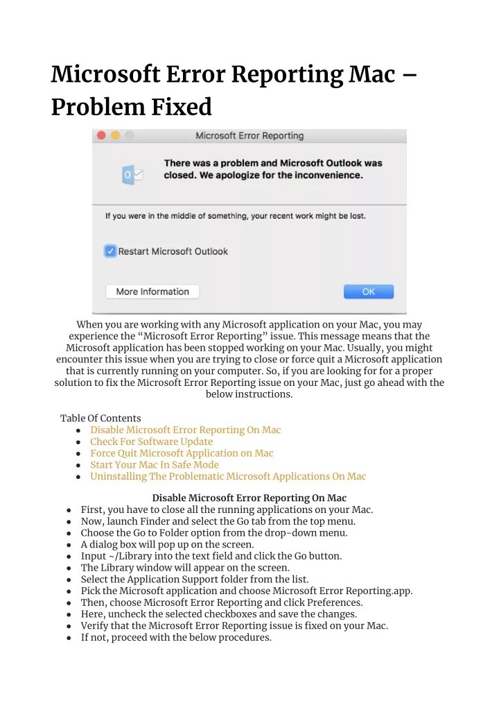 PPT Microsoft Error Reporting Mac PowerPoint Presentation, free