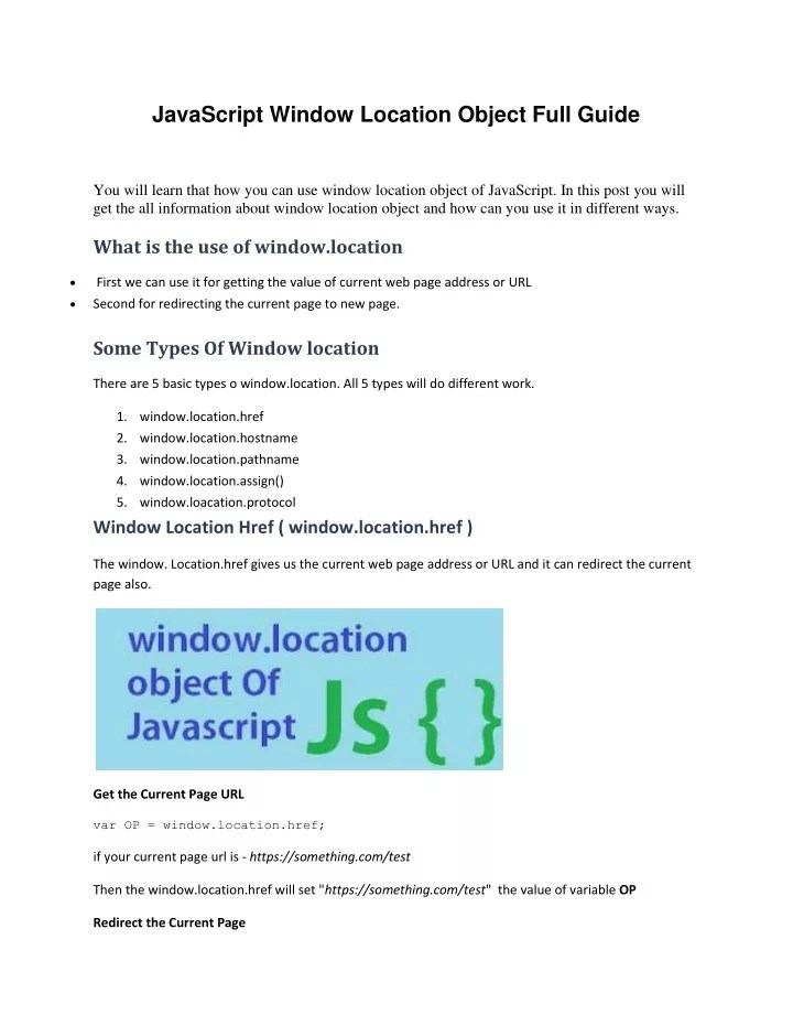 PPT JavaScript Window Location Object Full Guide PowerPoint