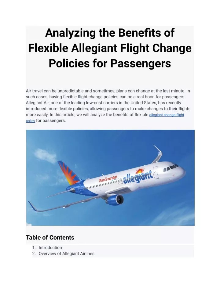 PPT Analyzing the Benefits of Flexible Allegiant Flight Change