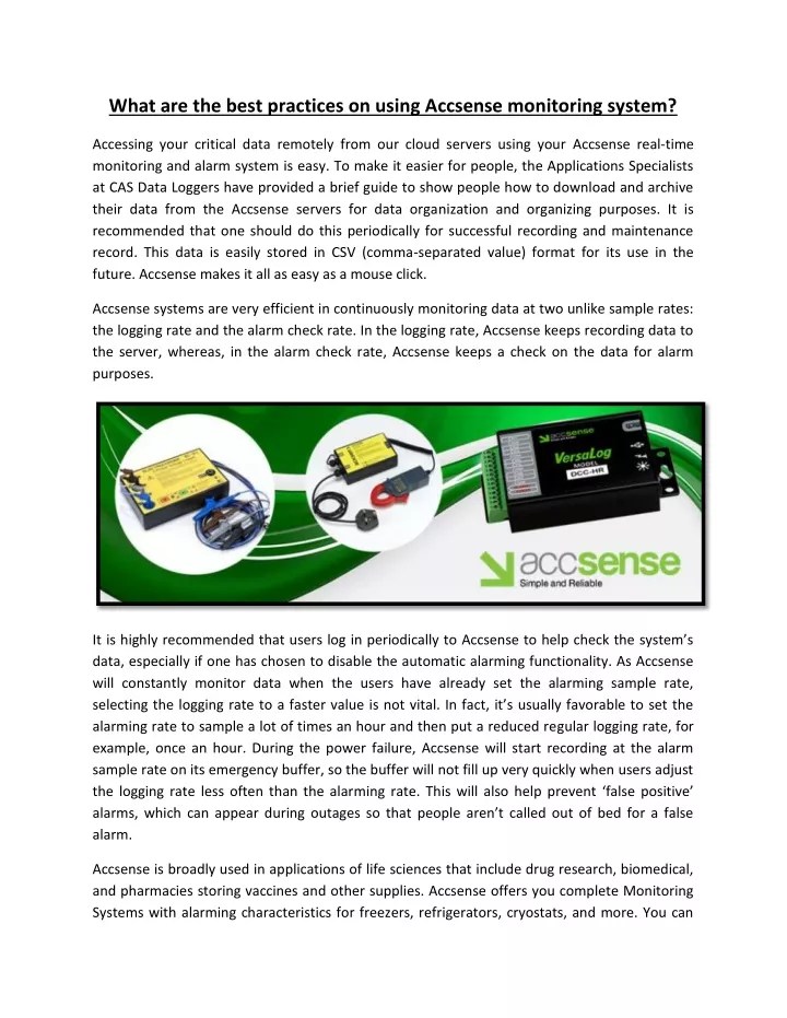 PPT What are the best practices on using Accsense monitoring system