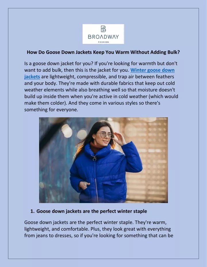 PPT How Do Goose Down Jackets Keep You Warm Without Adding Bulk? PowerPoint Presentation ID