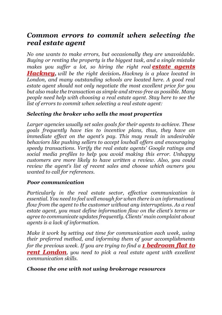 PPT Common errors to commit when selecting the real estate agent