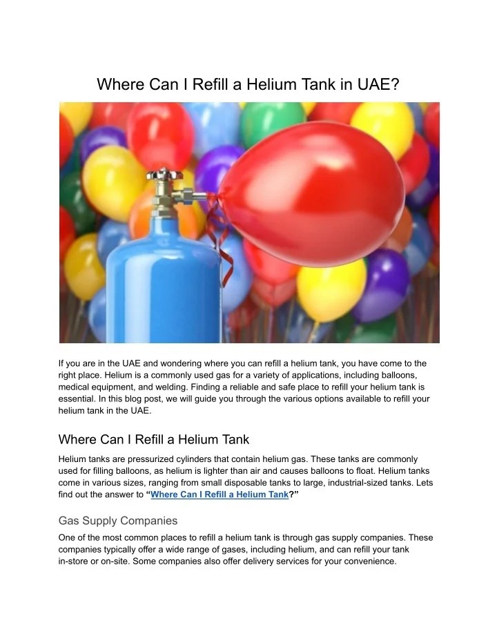 PPT Where Can I Refill a Helium Tank in UAE PowerPoint Presentation