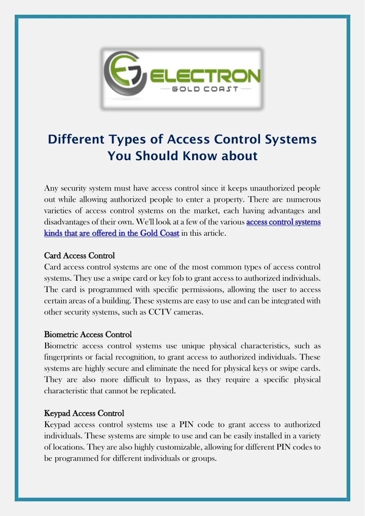 PPT Different Types of Access Control Systems You Should Know about PowerPoint Presentation