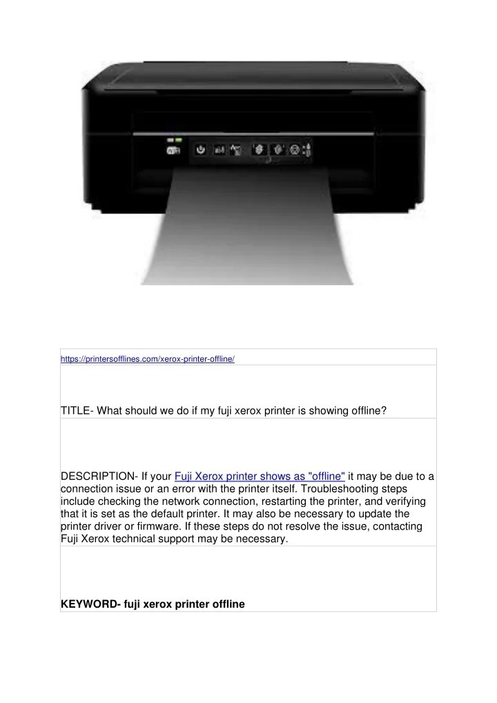 PPT fuji xerox printer offline PowerPoint Presentation, free download
