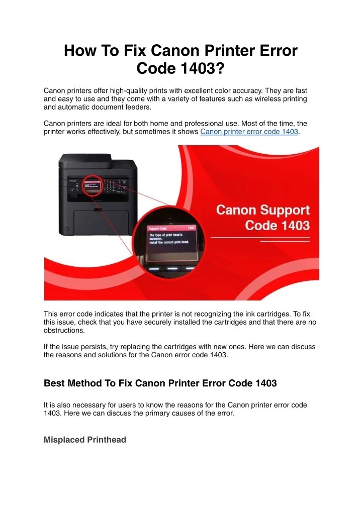 PPT How To Fix Canon Printer Error Code 1403 PowerPoint Presentation