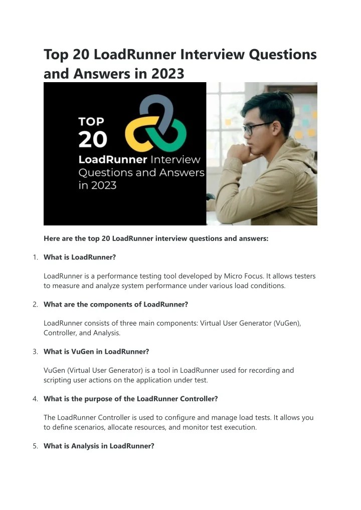 PPT Top 20 LoadRunner Interview Questions and Answers in 2023