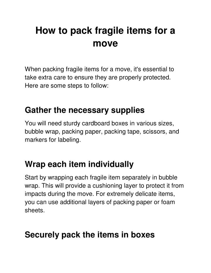 PPT How to pack fragile items for a move PowerPoint Presentation