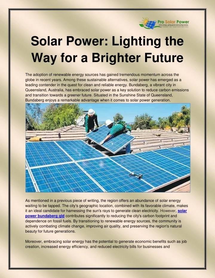 PPT solar power bundaberg qld PowerPoint Presentation, free download