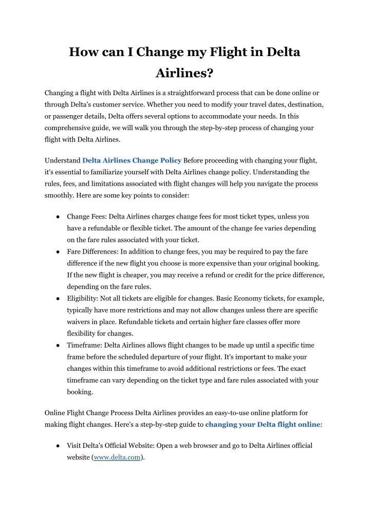 PPT How can I Change my Flight in Delta Airlines? PowerPoint