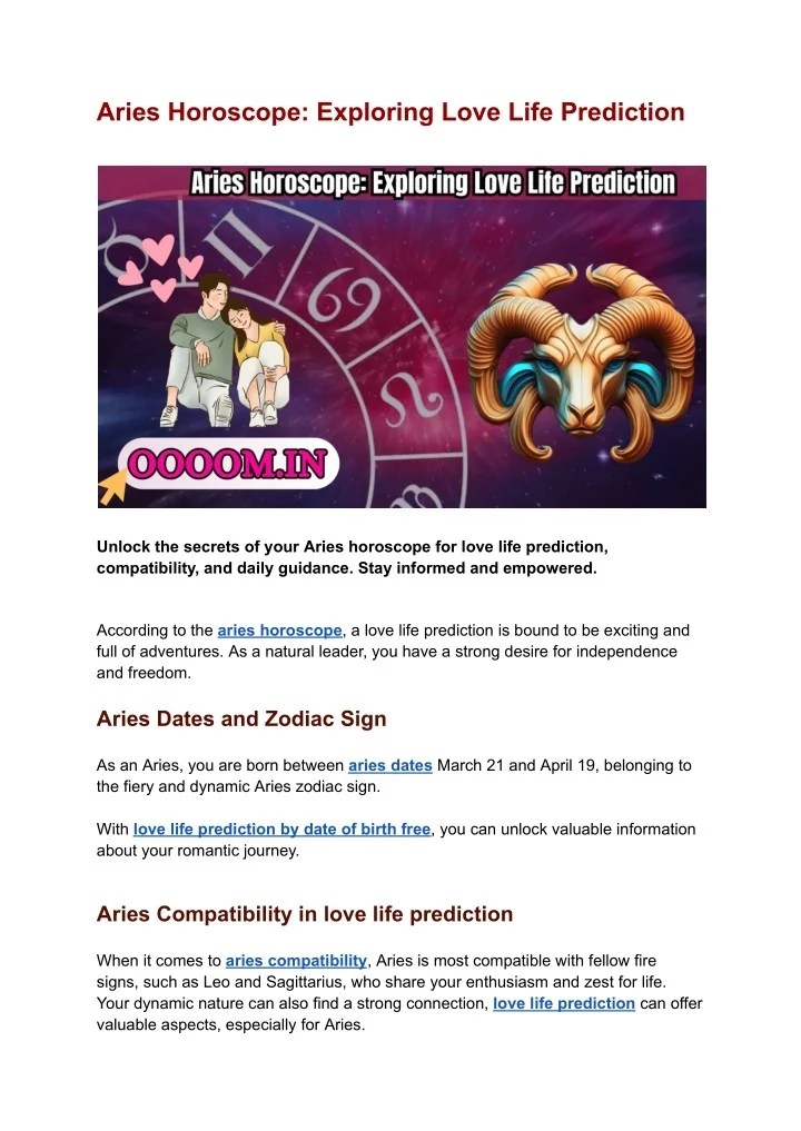 PPT Aries Horoscope_ Exploring Love Life Prediction PowerPoint