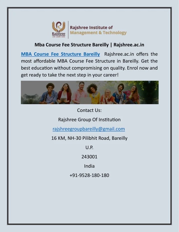 PPT Mba Course Fee Structure Bareilly Rajshree.ac.in PowerPoint