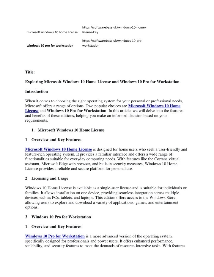PPT Exploring Microsoft Windows 10 Home License and Windows 10 Pro