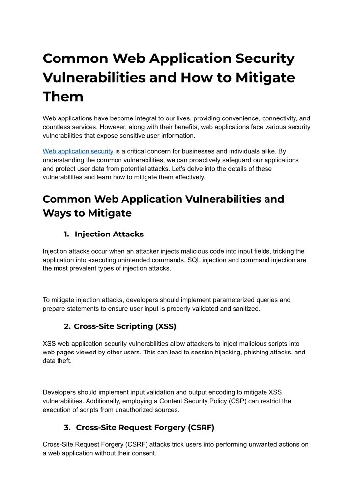 PPT Common  Application Security Vulnerabilities and How to