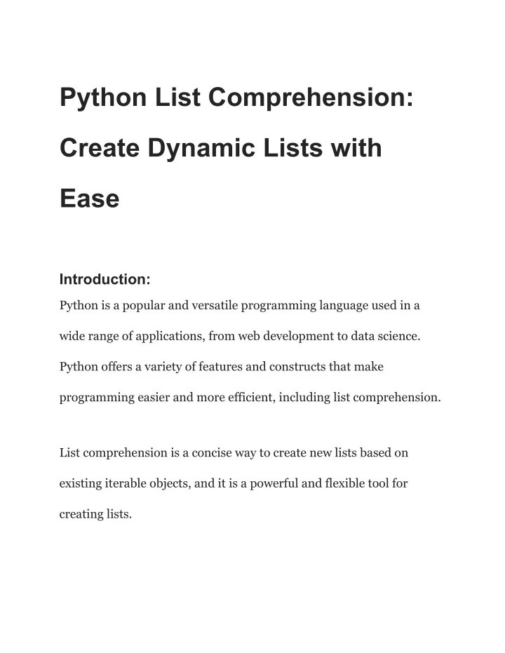 PPT Python List Comprehension_ Create Dynamic Lists with Ease