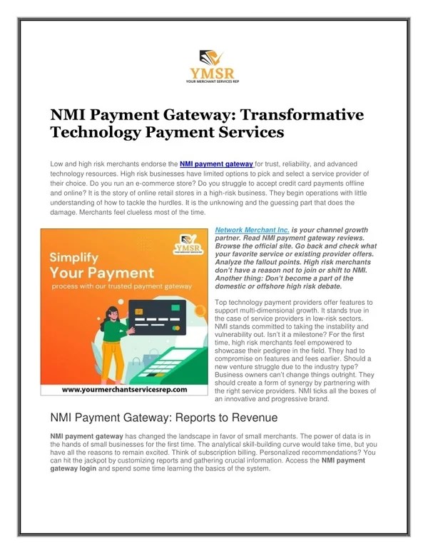 PPT - NMI Payment Gateway - Transformative Technology Payment Services