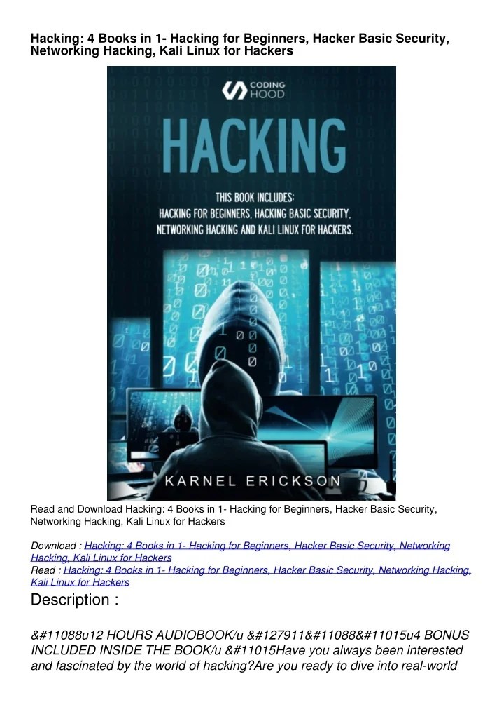 PPT PDF READ ONLINE Hacking 4 Books in 1 Hacking for Beginners, Hacker Basic Security