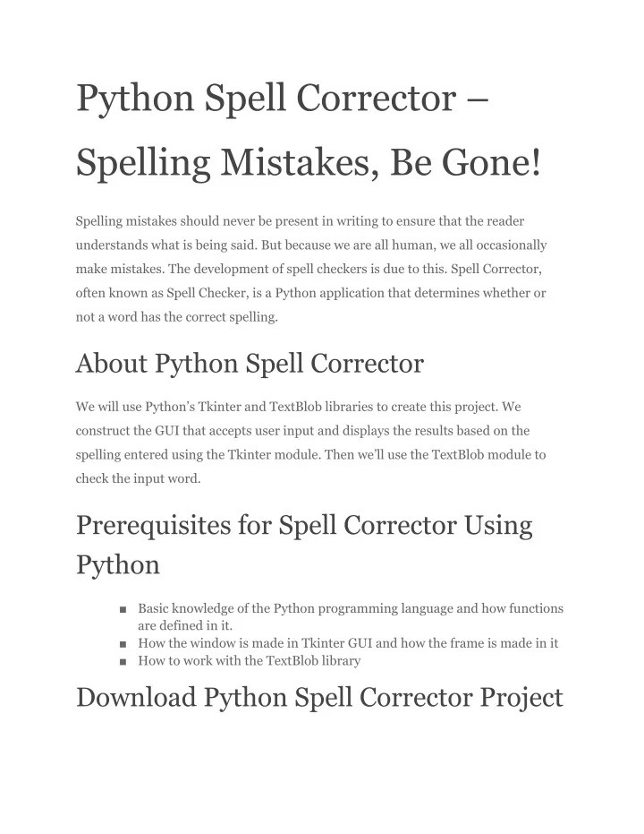 PPT Python Spell Corrector Spelling Mistakes, Be Gone PowerPoint
