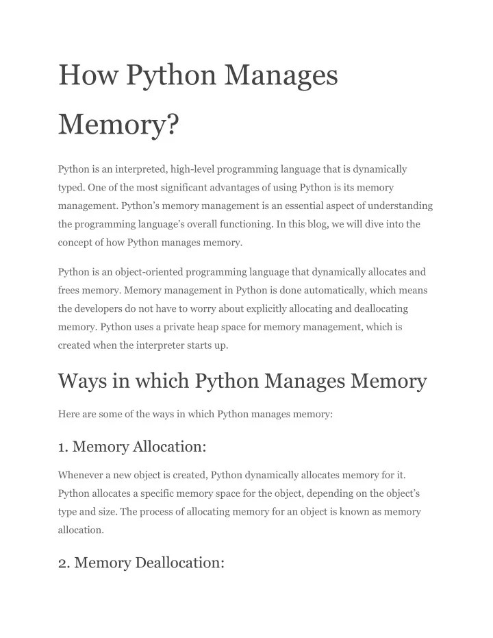 PPT How Python Manages Memory PowerPoint Presentation, free download