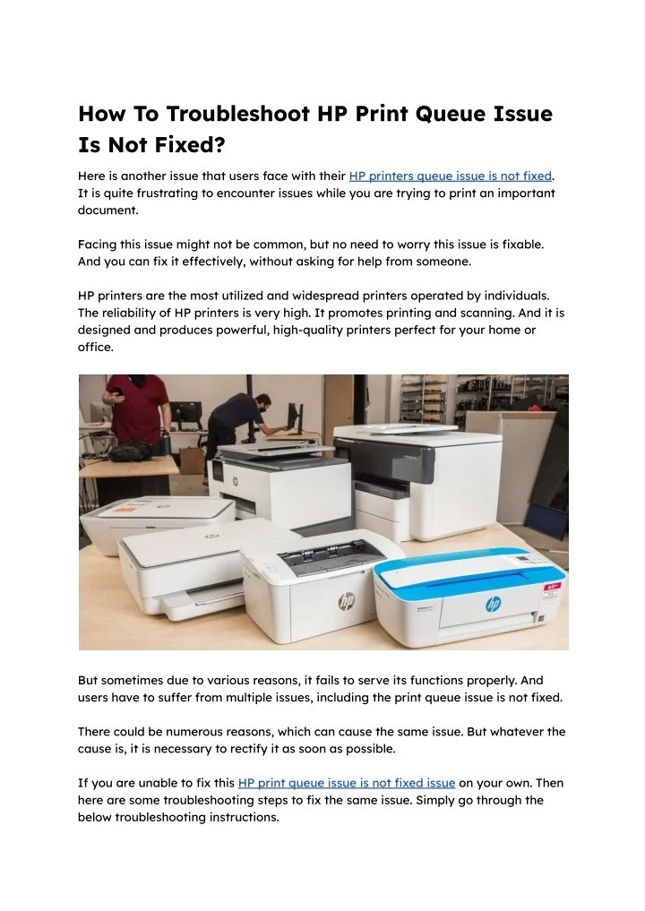 PPT How To Troubleshoot HP Print Queue Issue Is Not Fixed PowerPoint