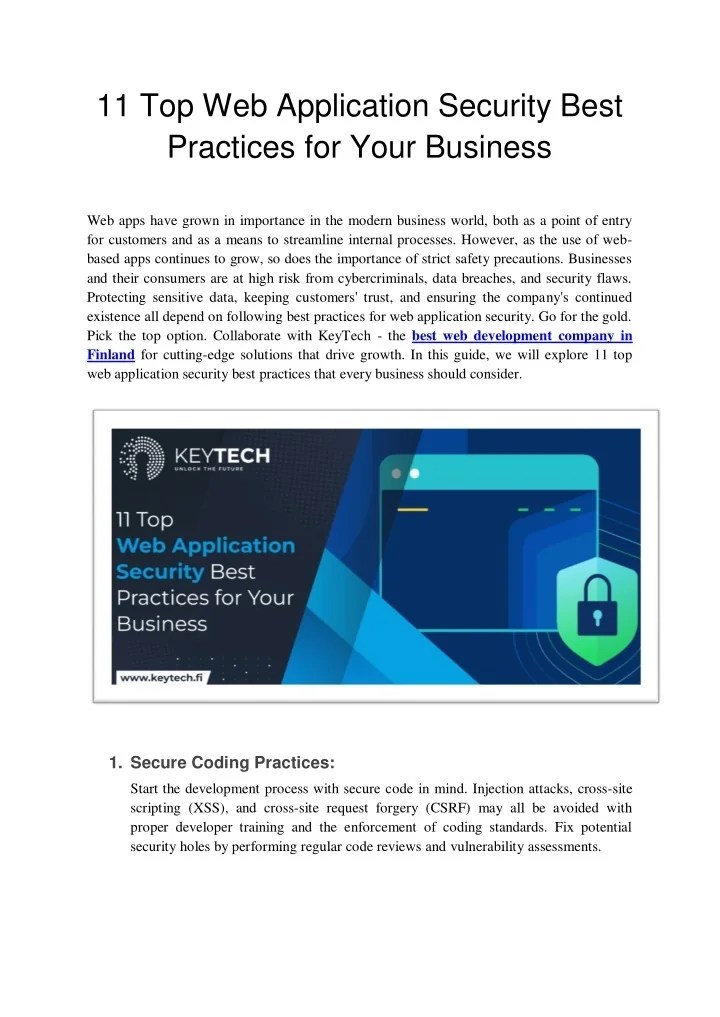 PPT 11 Top  Application Security Best Practices for Your Business