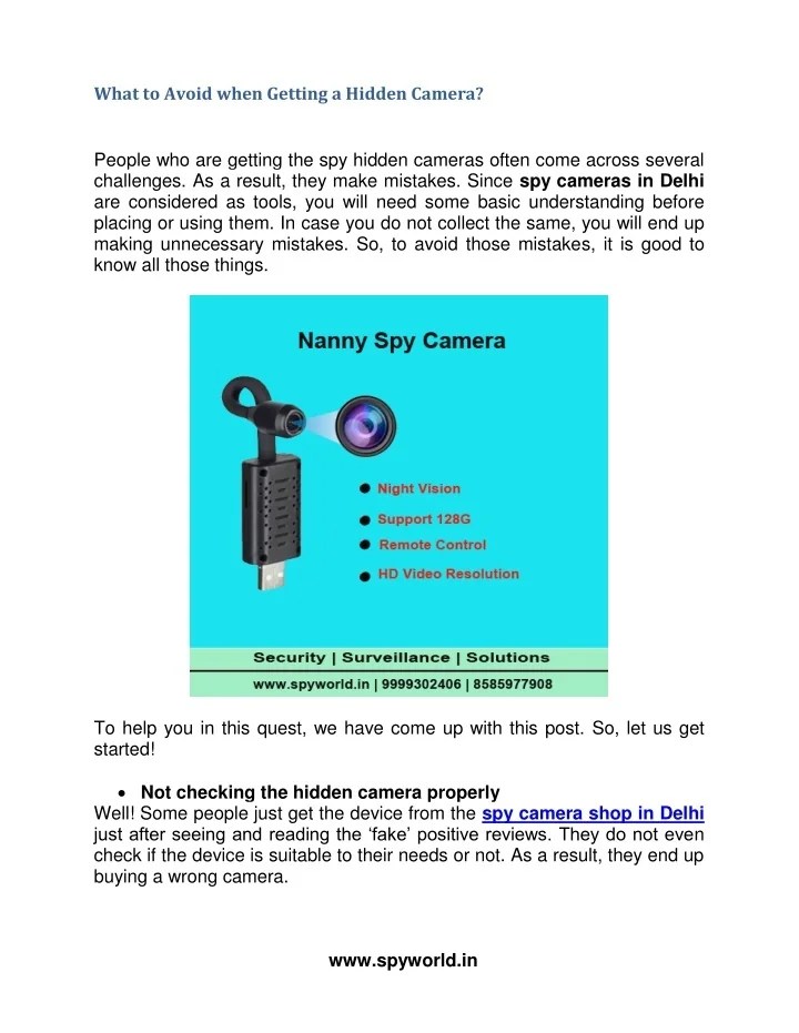 PPT What to Avoid when Getting a Hidden Camera PowerPoint