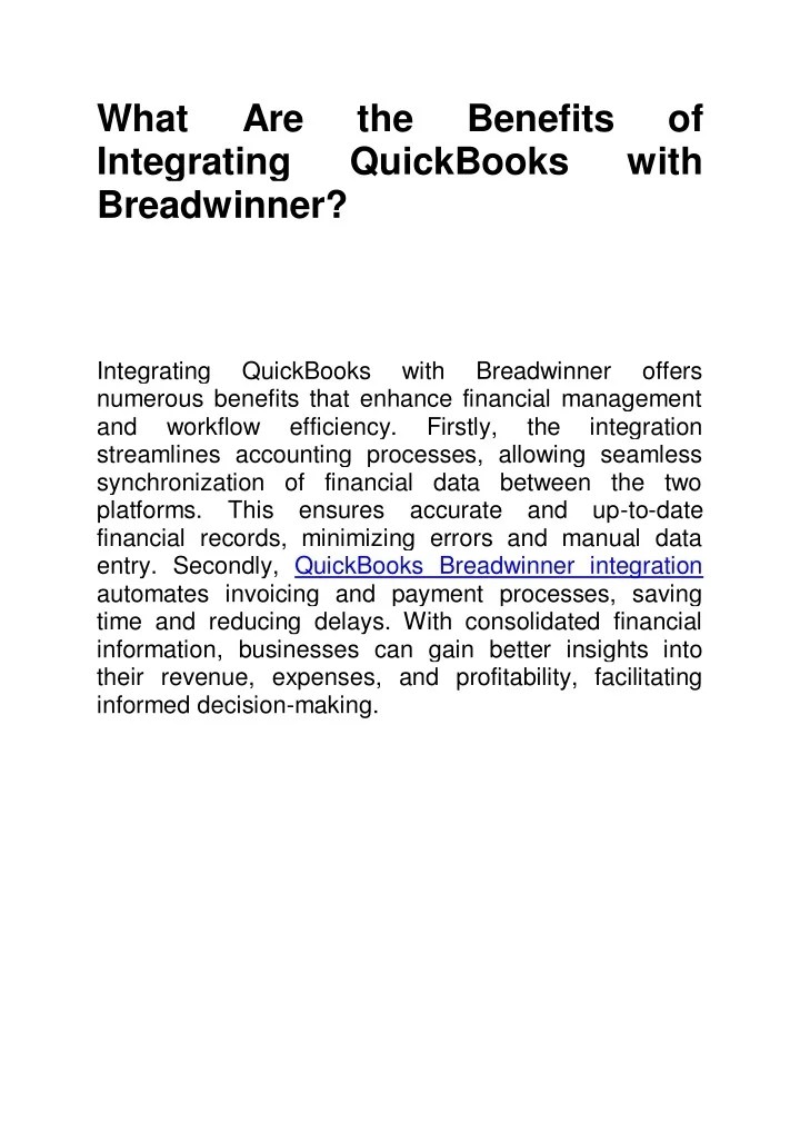 PPT What Are the Benefits of Integrating QuickBooks with Breadwinner