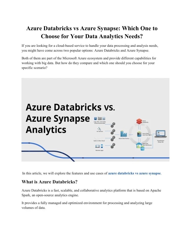 PPT Azure Databricks vs Azure Synapse Which One to Choose for Your
