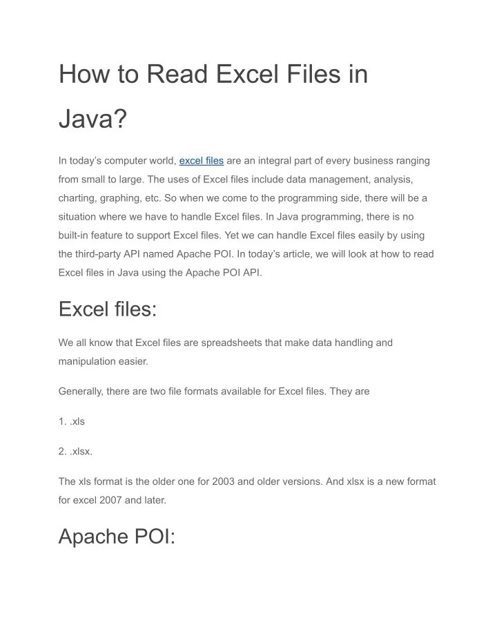 PPT How to Read Excel Files in Java (1) PowerPoint Presentation, free